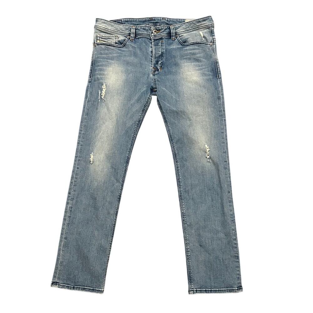 Diesel Safado-R Jeans Mens 34x30 Light Wash Distressed Slim Straight Denim Y2K